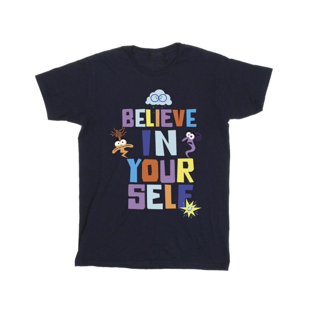 Inside Out 2 Mens Believe In Yourself Cotton T-Shirt / Navy Blue